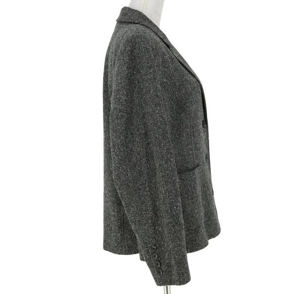 LL Bean Jacket Petites XLP PXL Gray Herringbone Wool Silk Buttons Lined Pockets - Picture 5 of 16